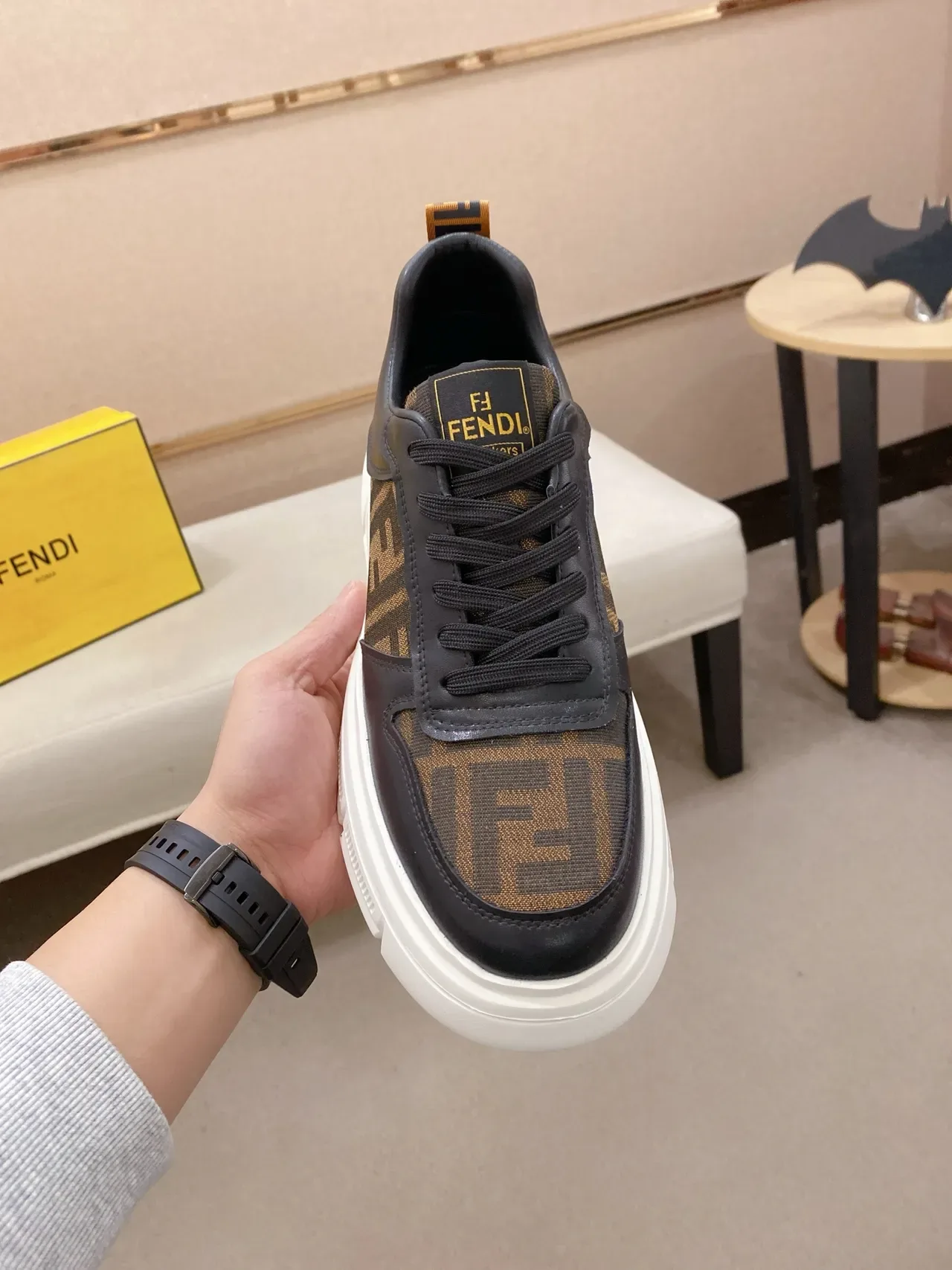 Fendi Monogram Black and Brown Chunky Sneaker 5