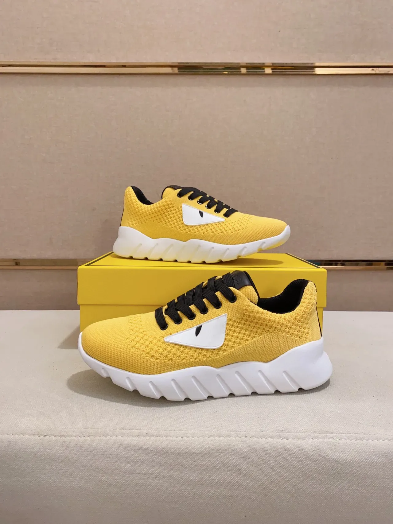 Fendi Monster Eye Sneaker Yellow Black White Lifestyle Sneakers 4