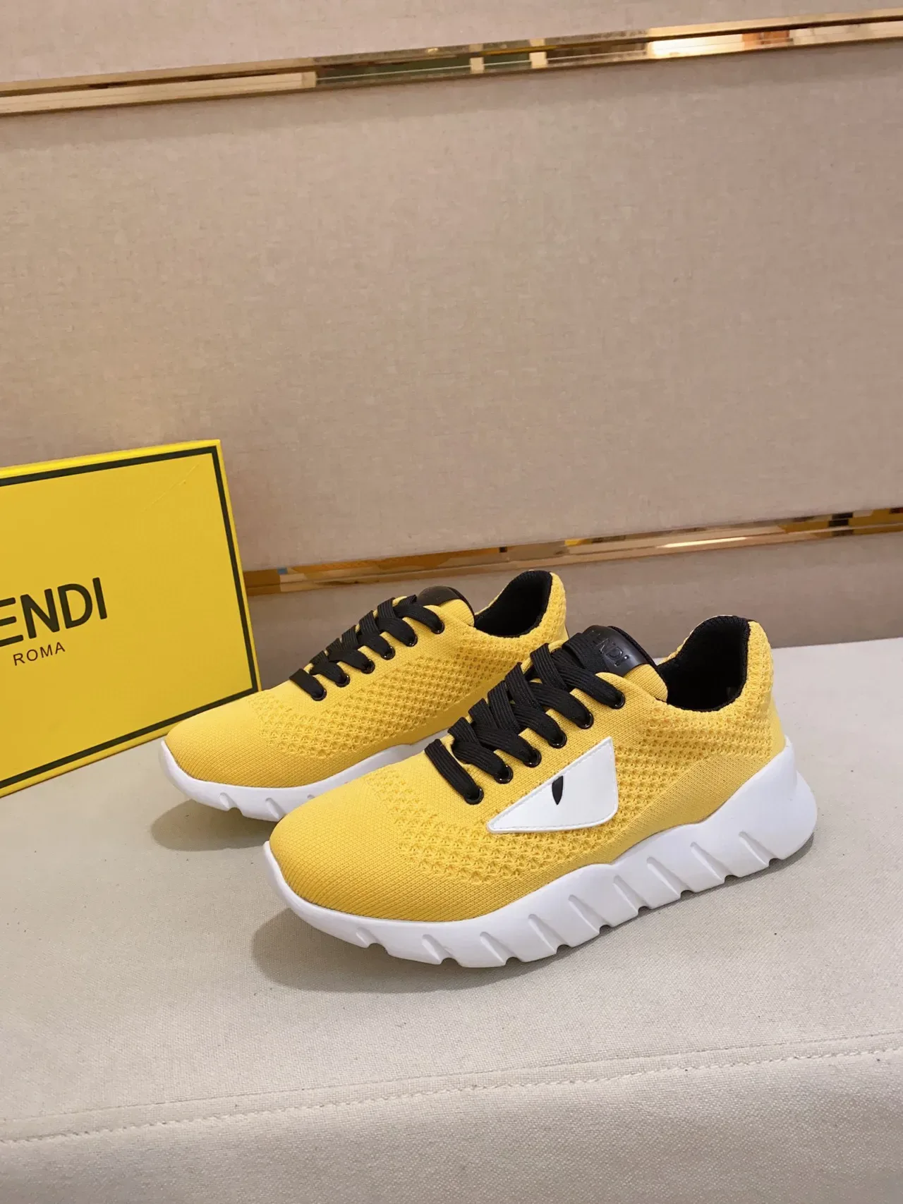 Fendi Monster Eye Sneaker Yellow Black White Lifestyle Sneakers 5