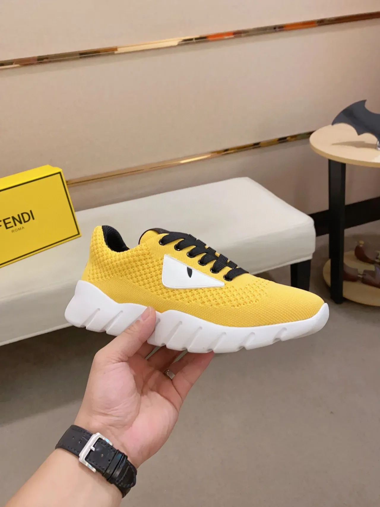 Fendi Monster Eye Sneaker Yellow Black White Lifestyle Sneakers 7