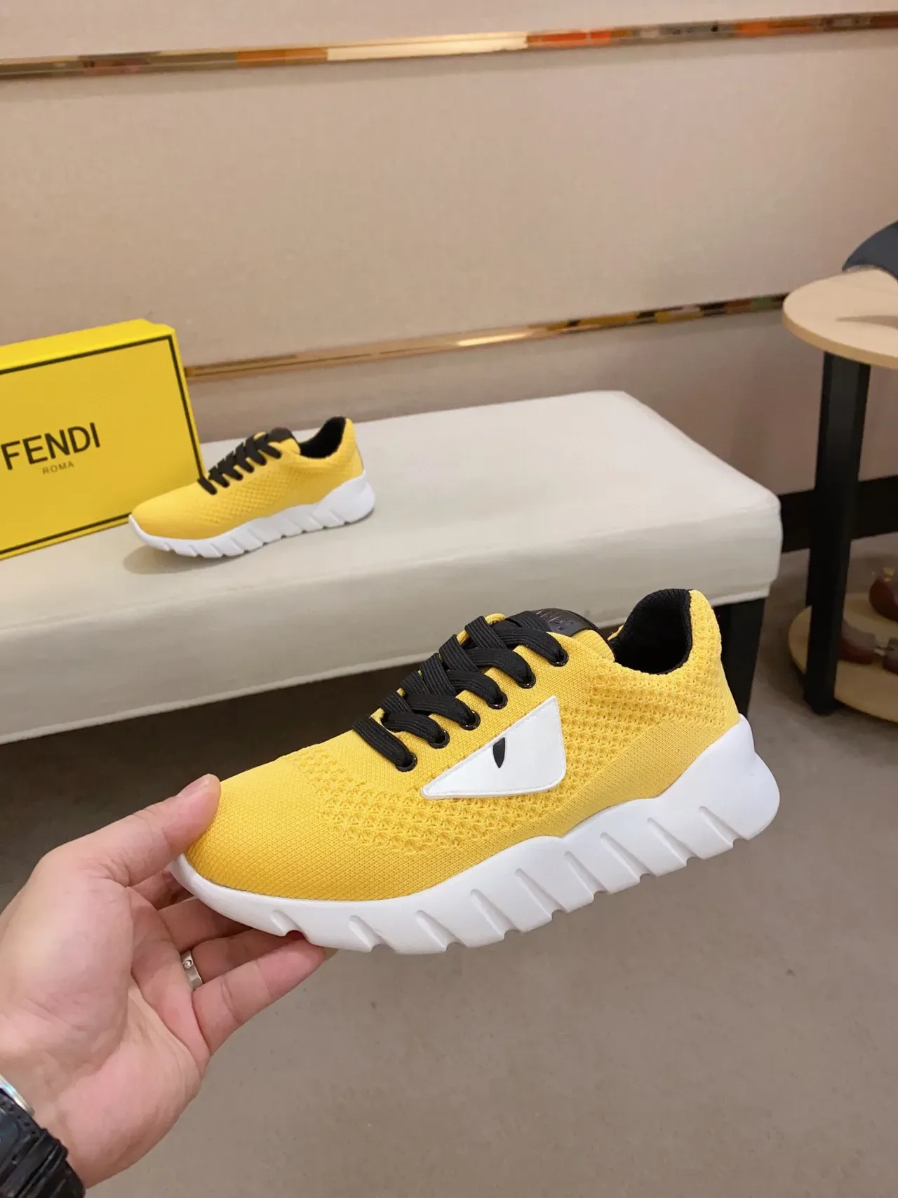 Fendi Monster Eye Sneaker Yellow Black White Lifestyle Sneakers 8