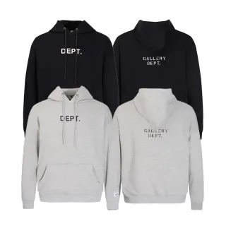 Gallery Dept Black Gray Minimalist Text Print Standard Fit Hoodie
