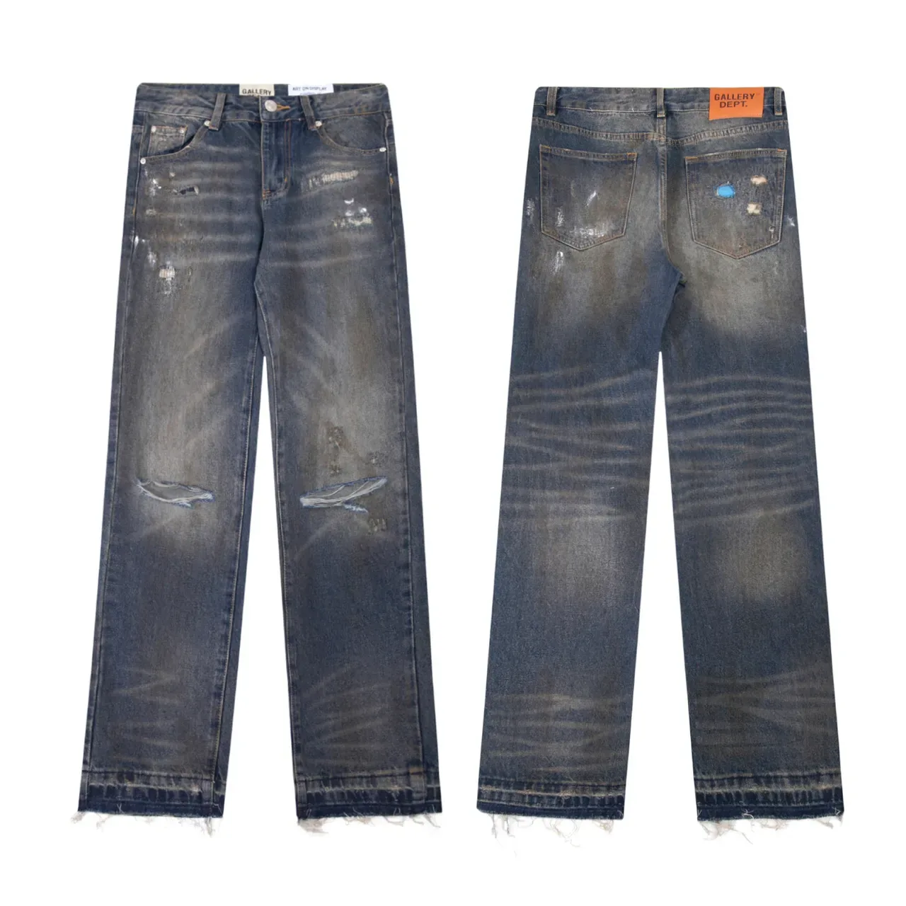 Gallery Dept Calça Jeans desgastada com salpicaduras de tinta de perna reta 2