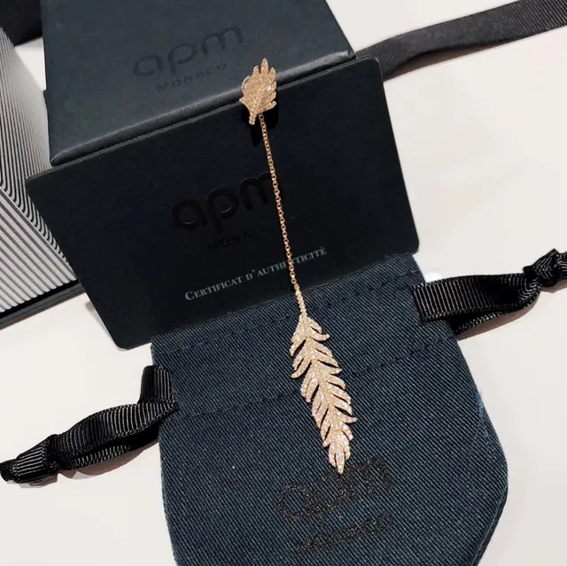 APM Monaco Feather Pavé Crystal Chain-Drop Earring 4