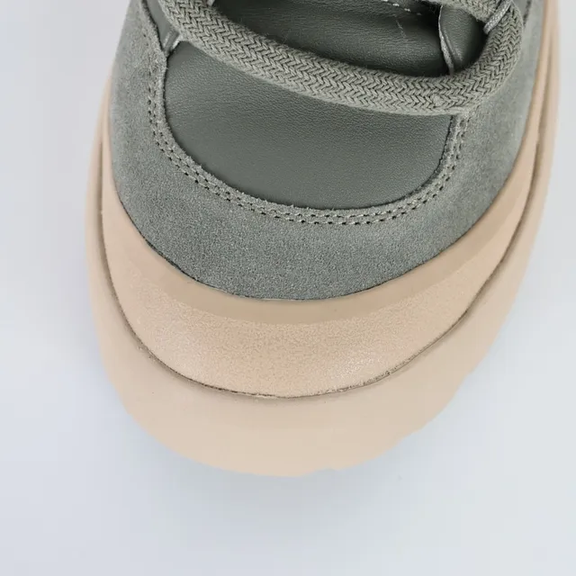 Army Green Beige Olive Suede And Leather Upper Platform Sole Chunky Sneakers 9