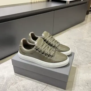 Army Green White Matte Leather-Like Upper Rubber Cupsole Sneakers
