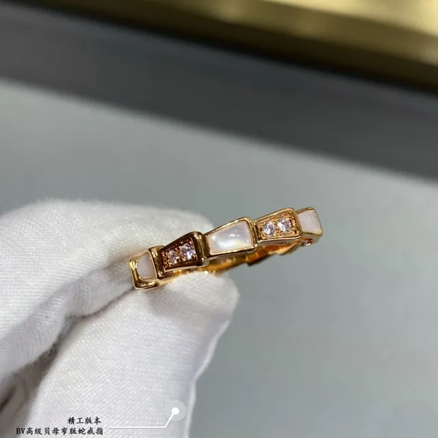 خاتم هندسي مفصل لؤلؤ الأم وحجارة باريه 5