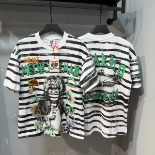 ASAALEI Mediceman Camiseta con estampado gráfico rayado