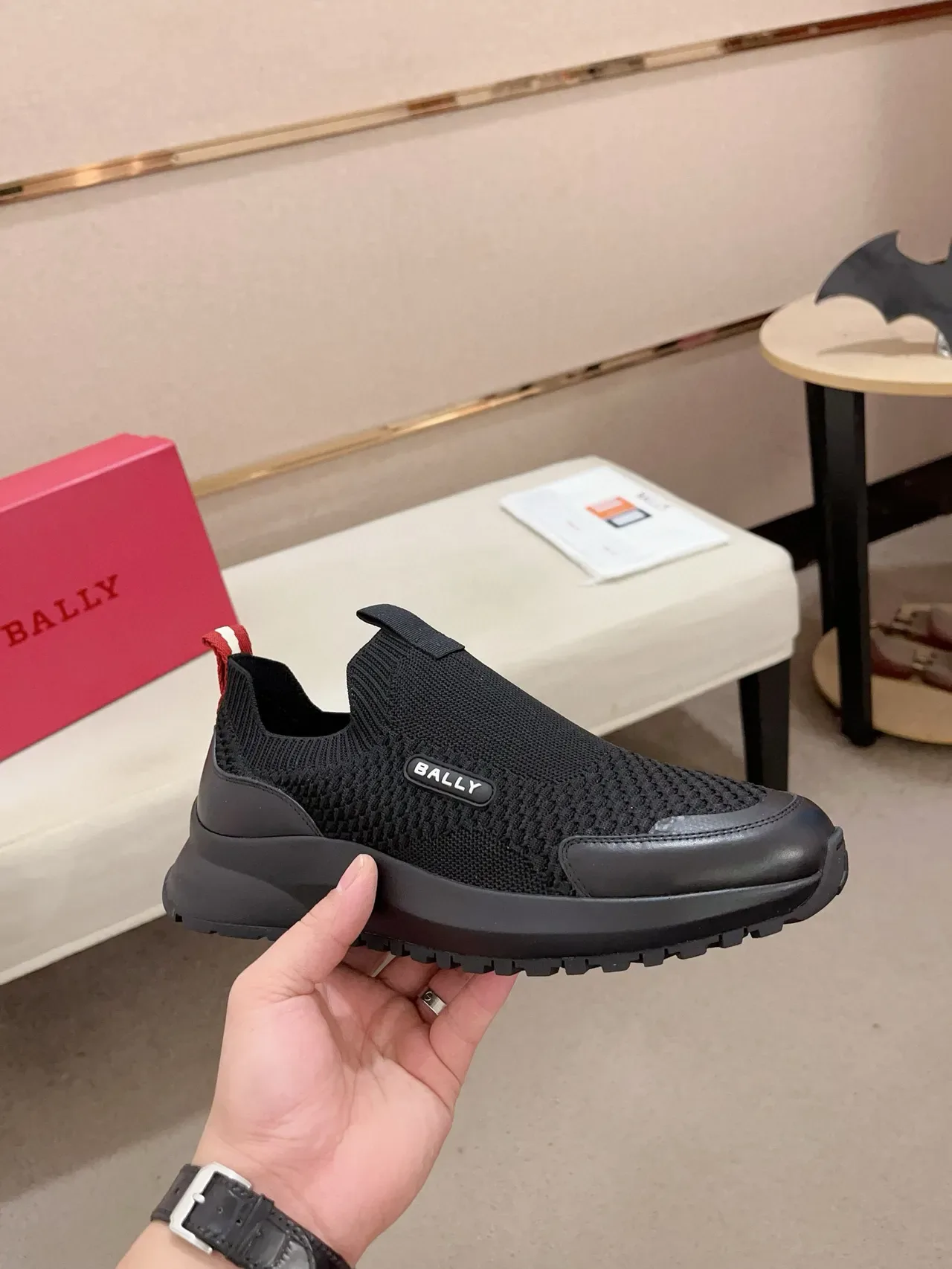 BALLY Knit Slip-On Black Lifestyle Sneakers 5