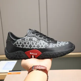 Bally Monogram-Print Black and Red Lifestyle Sneakers