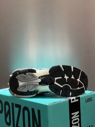 Sneakers Chunky Beige Noir Synthétique En Couches Cage Lacets Asymétriques 9