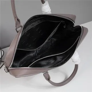 Beige Black Structured Taupe-Gray Leather-Like Handbag 12