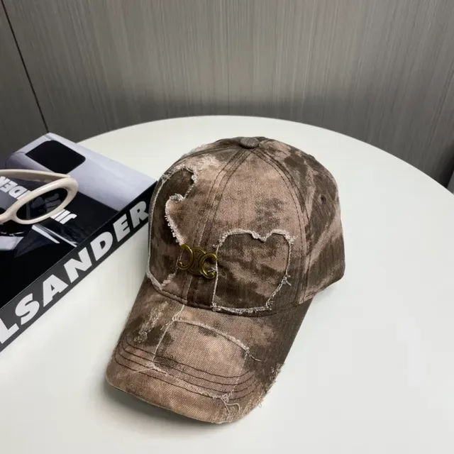 قبعة بيسبول بيج بني distressed denim tie-dye wash 5