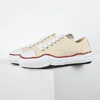 Beige Rojo Lona Superior Goma Dedo Zapatillas
