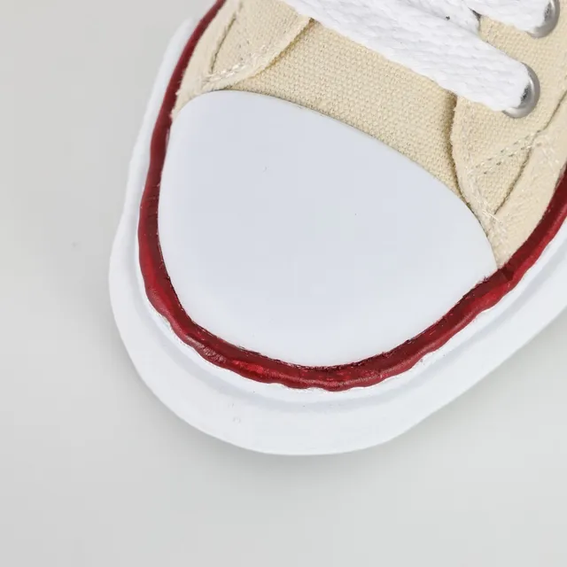 Beige Red Canvas Upper Rubber Toe Cap Sneakers 5