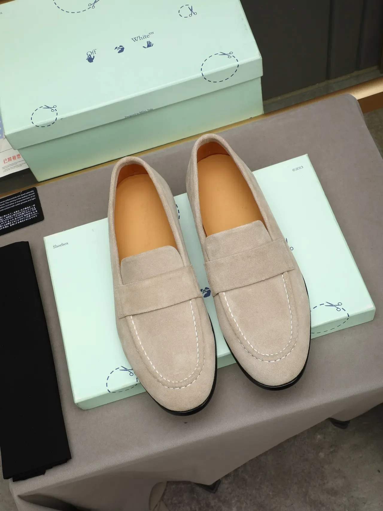 Beige Suede Penny Strap Loafer 2