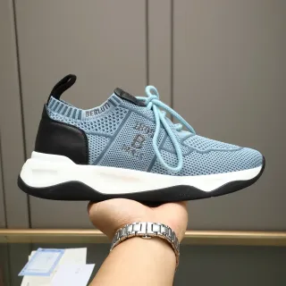 Berluti حذاء رياضي أزرق أسود نسيج علوي لوحة كعب متباين