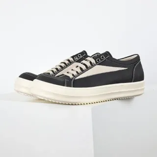 Black and Beige Canvas Platform Sneakers