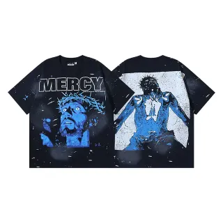 Camiseta oversize con estampado gráfico negro y azul