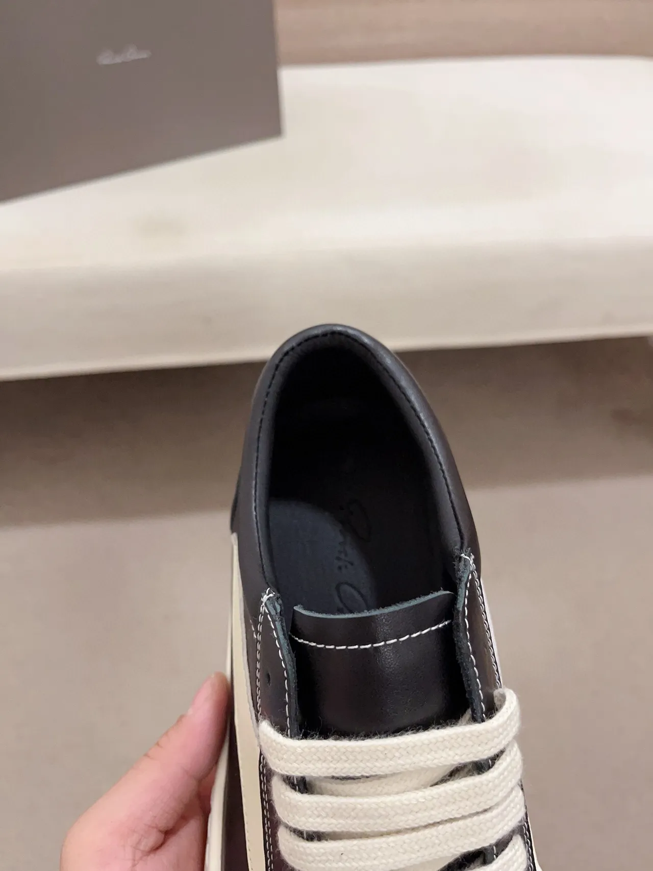Black and Cream Leather Platform Sneaker 6