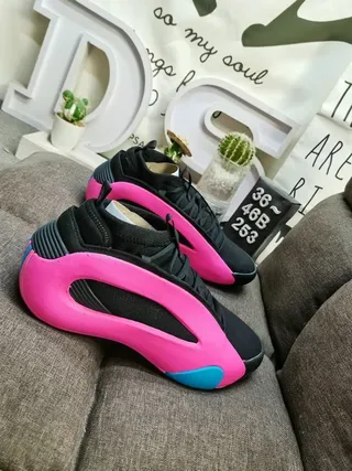 Black and Pink Sculpted Midsole Cage Sneakers 9