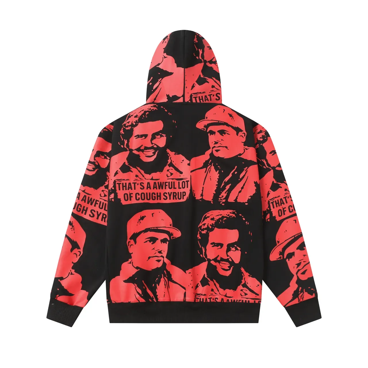 Hoodie noir et rouge avec impression graphique à fermeture éclair 6