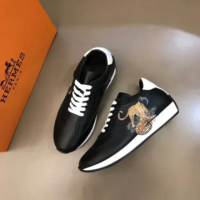 Black and White Leopard Graphic Leather Sneaker 8
