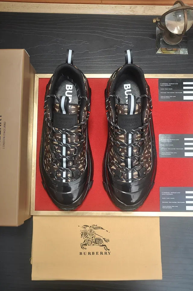 Black Beige Oversized Sole Monogram-Patterned Textile Upper Chunky Sneakers 5
