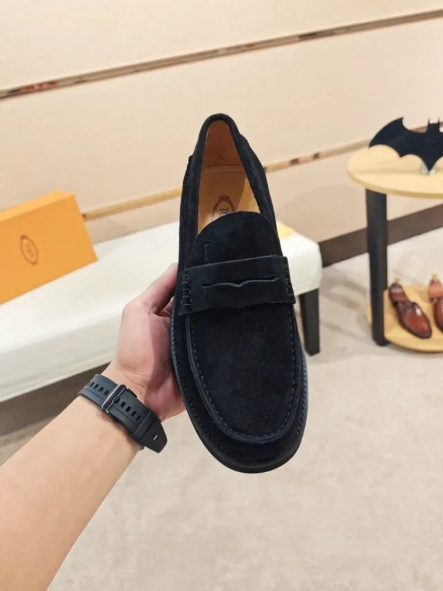 Black Beige Suede Upper Penny Strap Loafer 4