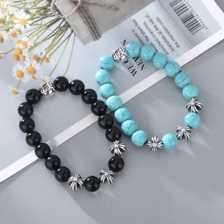 سوار مرن أسود أزرق من الخرز