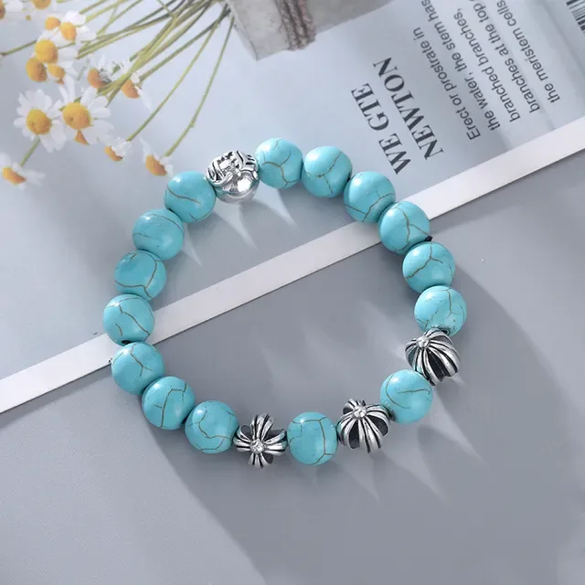 Black Blue Beaded Elastic Bracelet 2