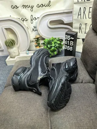 Black Chunky Sole Mesh Sneaker 6