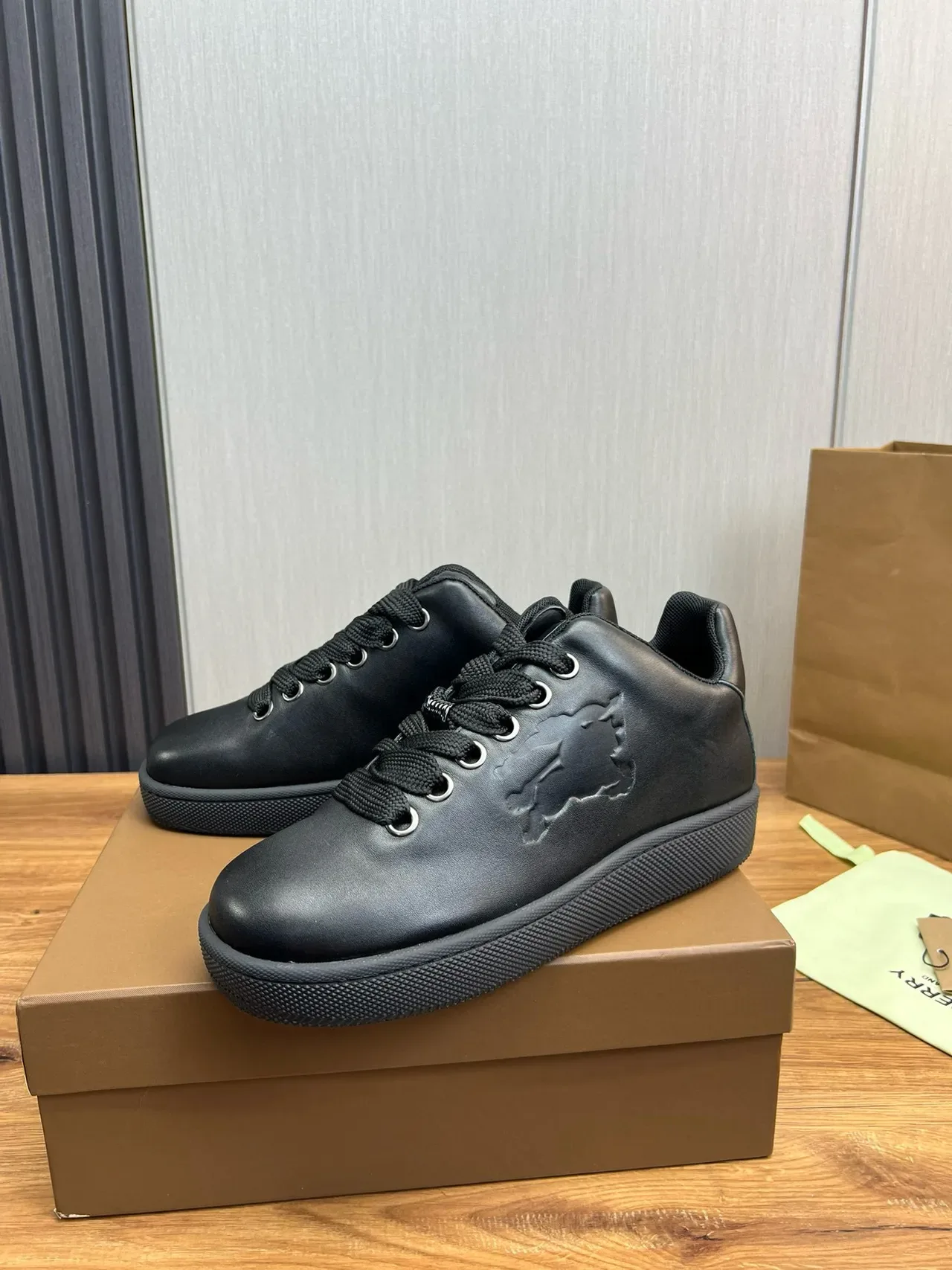 Black Embossed Motif Low-Top Sneaker 2