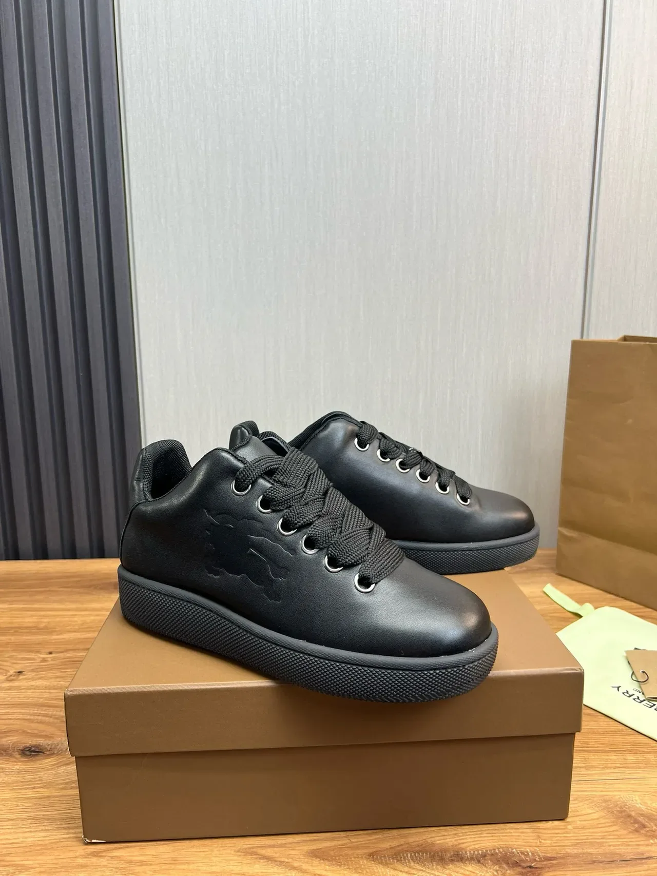 Black Embossed Motif Low-Top Sneaker 3