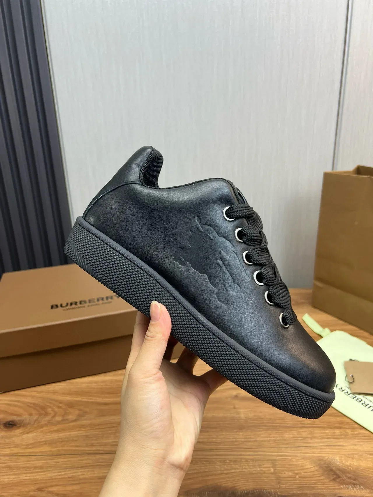 Black Embossed Motif Low-Top Sneaker 6