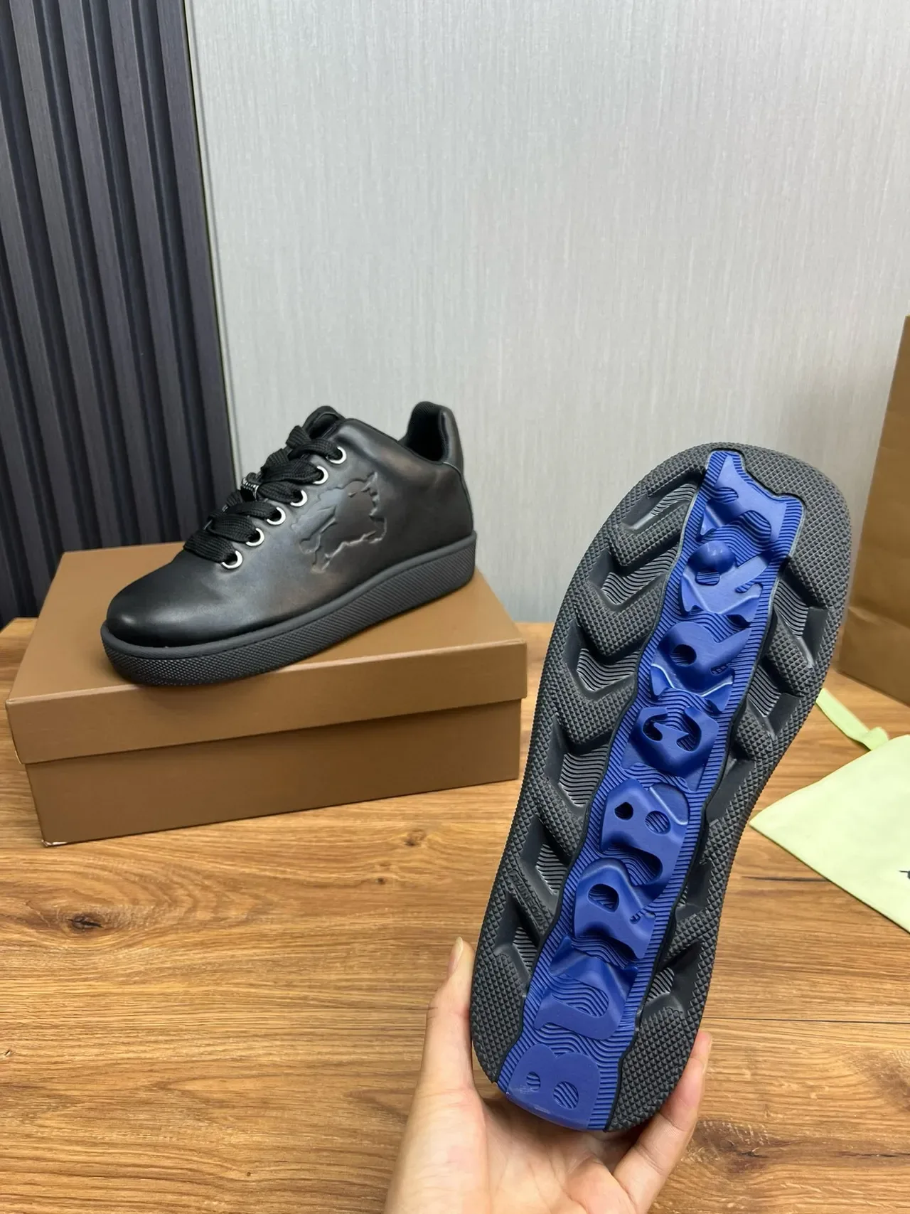 Black Embossed Motif Low-Top Sneaker 10