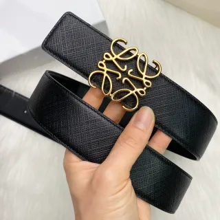 काला सोने का संरचितSaffiano-Like Abstract Monogram Buckleलेदर बेल्ट