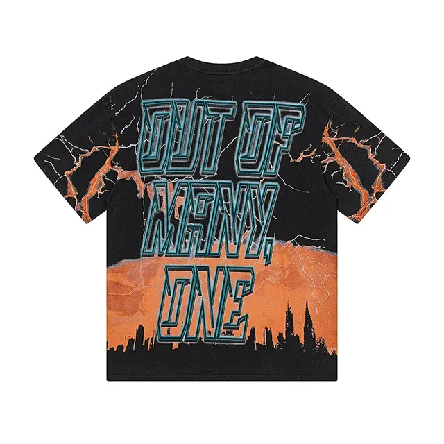Black Graphic Print Statue of Liberty Lightning T-Shirt 3