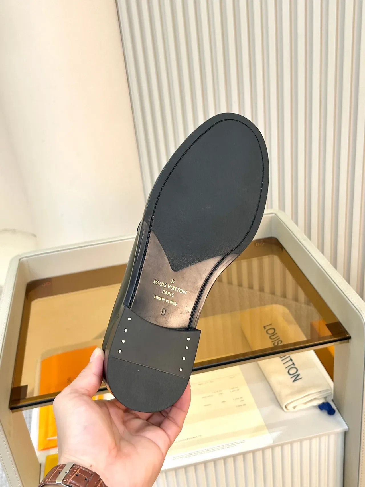 Black Gray Leather Contrast Trim Loafer 2