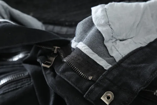Black Moto-Style Zippered Panel Jeans 6