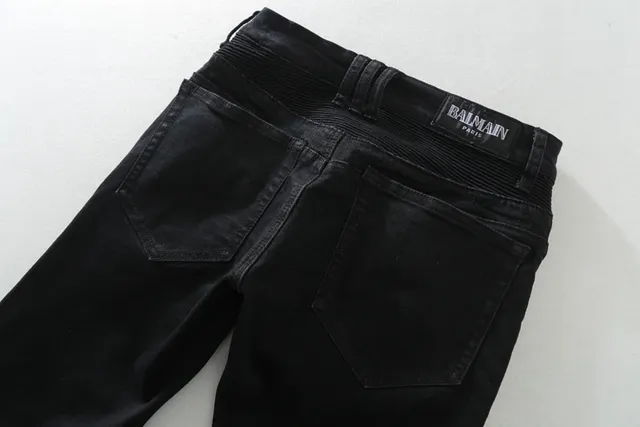 Black Moto-Style Zippered Panel Jeans 10