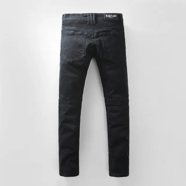 Black Moto-Style Zippered Panel Jeans 18