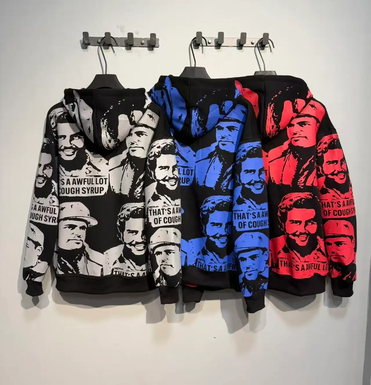 Black Multicolor Full-Zip Graphic-Print Hoodie 3