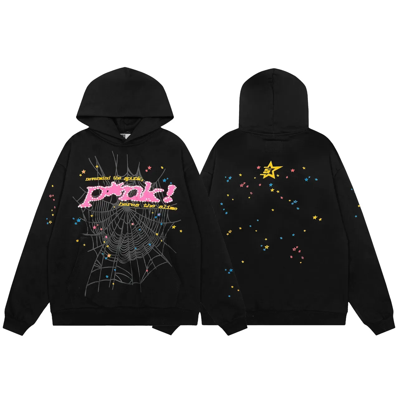 Hoodie noir multicolore imprimé graphique oversized 1