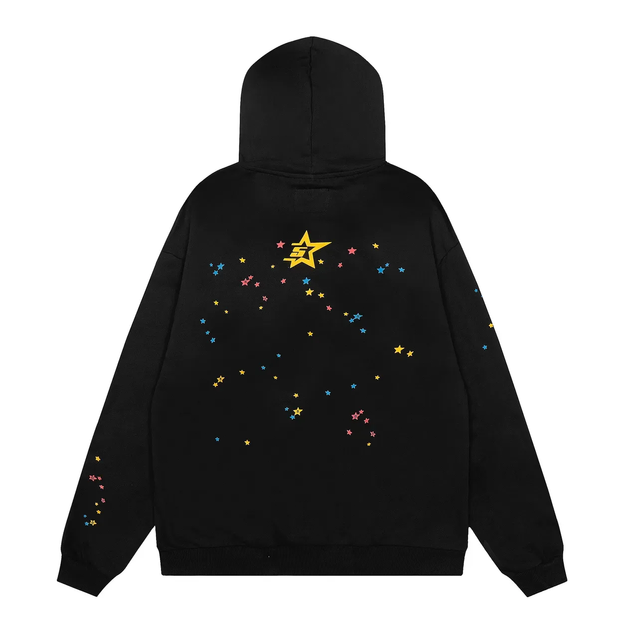 Hoodie noir multicolore imprimé graphique oversized 3