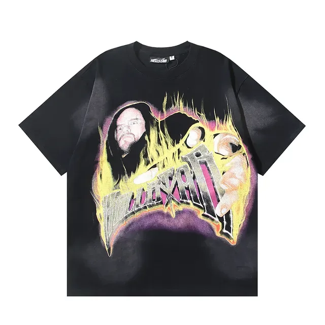 Camiseta negra oversize con estampado gráfico a doble cara 2