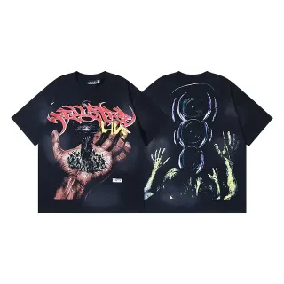 Black Oversized Double-Sided Graphic Print T-Shirt