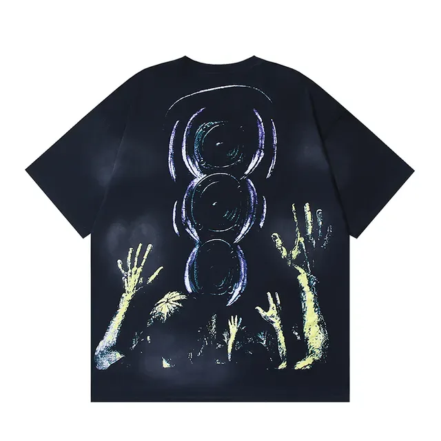 Black Oversized Double-Sided Graphic Print T-Shirt 3