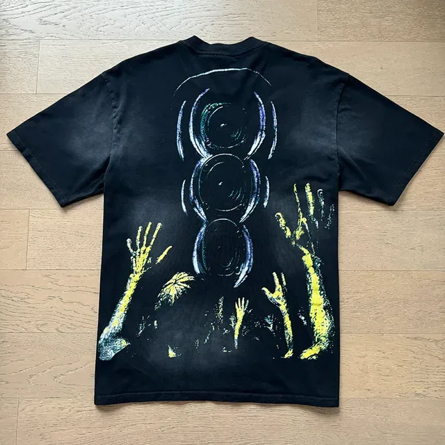Black Oversized Double-Sided Graphic Print T-Shirt 10