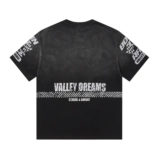 Black Racing-Themed Graphic Print T-Shirt 3